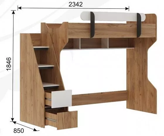 Кровать-чердак Омега-3 комп.2 в Верхней Пышме - verhnyaya-pyshma.mebel-e96.ru