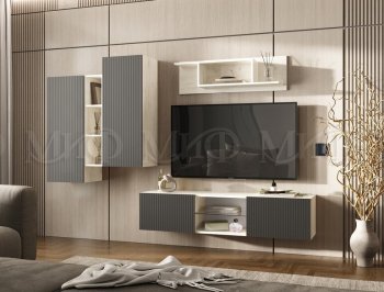 Стенка Оскар крафт белый/графит (Миф) в Верхней Пышме - verhnyaya-pyshma.mebel-e96.ru