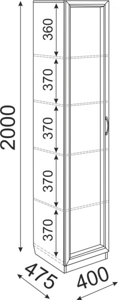 Пенал Остин М03 полки 400 (Риннер) в Верхней Пышме - verhnyaya-pyshma.mebel-e96.ru