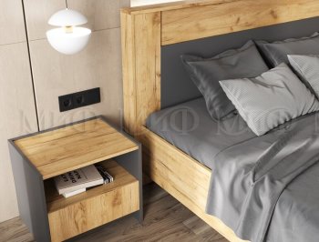 Кровать парящая Остин крафт/графит (Миф) в Верхней Пышме - verhnyaya-pyshma.mebel-e96.ru