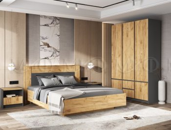 Кровать парящая Остин крафт/графит (Миф) в Верхней Пышме - verhnyaya-pyshma.mebel-e96.ru