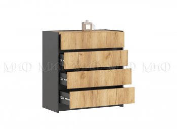 Комод 4ящ. Остин крафт/графит (Миф) в Верхней Пышме - verhnyaya-pyshma.mebel-e96.ru