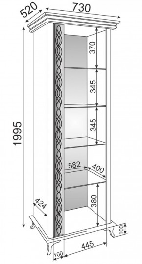 Пенал-витрина М01 Скарлетт (Риннер) в Верхней Пышме - verhnyaya-pyshma.mebel-e96.ru