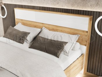 Кровать парящая Роджина с подсветкой, крафт/белый (Миф) в Верхней Пышме - verhnyaya-pyshma.mebel-e96.ru