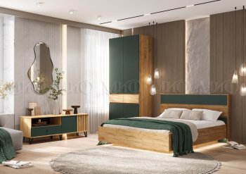 Спальный гарнитур Роджина крафт/изумрудный, модульный (Миф) в Верхней Пышме - verhnyaya-pyshma.mebel-e96.ru