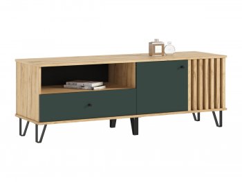 Тумба ТВ (1500) Роджина крафт/изумрудный (Миф) в Верхней Пышме - verhnyaya-pyshma.mebel-e96.ru