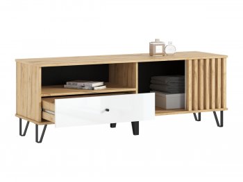 Тумба ТВ (1500) Роджина крафт/белый (Миф) в Верхней Пышме - verhnyaya-pyshma.mebel-e96.ru