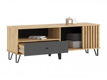 Тумба ТВ (1500) Роджина крафт/графит (Миф) в Верхней Пышме - verhnyaya-pyshma.mebel-e96.ru