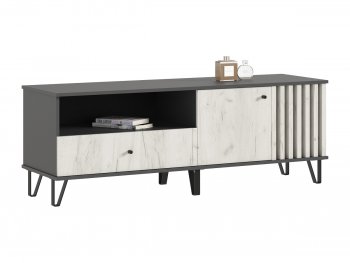 Тумба ТВ (1500) Роджина крафт белый/графит (Миф) в Верхней Пышме - verhnyaya-pyshma.mebel-e96.ru