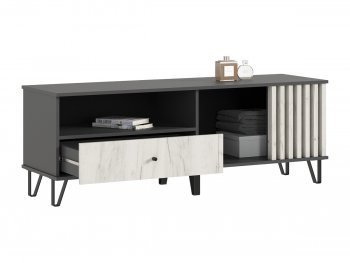 Тумба ТВ (1500) Роджина крафт белый/графит (Миф) в Верхней Пышме - verhnyaya-pyshma.mebel-e96.ru