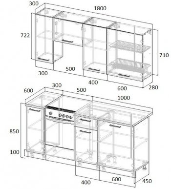 Кухонный гарнитур Элеганция 1800 мм в Верхней Пышме - verhnyaya-pyshma.mebel-e96.ru