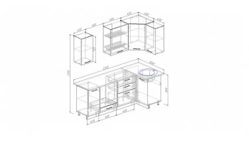 Угловой кухонный гарнитур Жемчуг 2200*1000 мм в Верхней Пышме - verhnyaya-pyshma.mebel-e96.ru