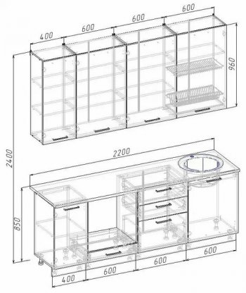 Кухонный гарнитур Руанда 2200 мм (Санвут) в Верхней Пышме - verhnyaya-pyshma.mebel-e96.ru