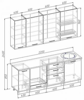 Кухонный гарнитур Муссон 2200 мм в Верхней Пышме - verhnyaya-pyshma.mebel-e96.ru