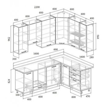 Угловой кухонный гарнитур Роза 2200*1600 мм Sanvut в Верхней Пышме - verhnyaya-pyshma.mebel-e96.ru