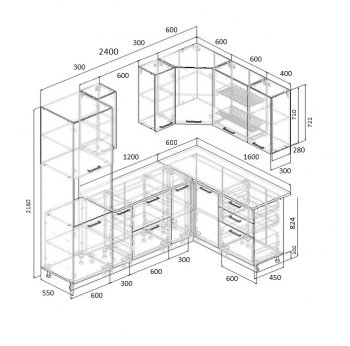 Угловой кухонный гарнитур Фьюжн 2400*1600 мм Sanvut в Верхней Пышме - verhnyaya-pyshma.mebel-e96.ru