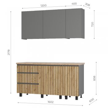 Кухонный гарнитур Шерлок 1600 мм (БТС) в Верхней Пышме - verhnyaya-pyshma.mebel-e96.ru