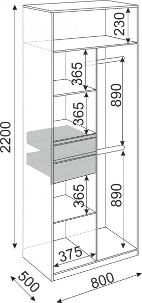 Шкаф 2-х створчатый Глэдис 800 (модуль 22) в Верхней Пышме - verhnyaya-pyshma.mebel-e96.ru