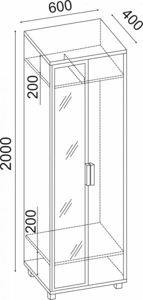 Шкаф 600 с зеркалом West (Риннер) в Верхней Пышме - verhnyaya-pyshma.mebel-e96.ru