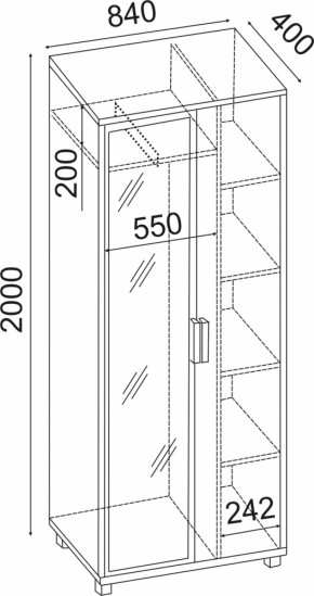 Шкаф 800 с зеркалом West (Риннер) в Верхней Пышме - verhnyaya-pyshma.mebel-e96.ru