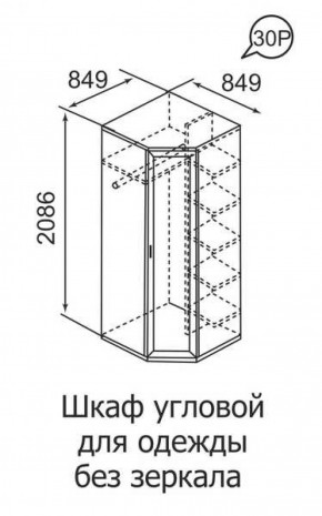 Шкаф угловой для одежды Ника-Люкс 30 без зеркал в Верхней Пышме - verhnyaya-pyshma.mebel-e96.ru