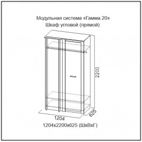 Шкаф угловой (ПРЯМОЙ) серия Гамма-20 в Верхней Пышме - verhnyaya-pyshma.mebel-e96.ru