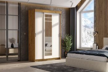Шкаф-купе ШКП-7 1300 мм золотой/белый (СВ) в Верхней Пышме - verhnyaya-pyshma.mebel-e96.ru