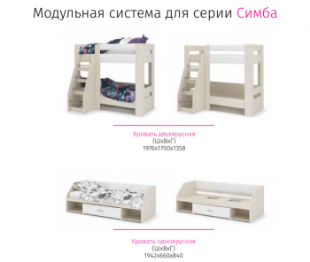 Набор детской мебели Симба дуб-белый глянец (СтендМ) в Верхней Пышме - verhnyaya-pyshma.mebel-e96.ru