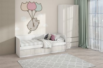 Кровать Соната 900 белый/крафт белый (Зарон) в Верхней Пышме - verhnyaya-pyshma.mebel-e96.ru