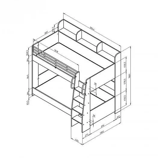 Двухъярусная кровать Соня-5 левая (ФМ) в Верхней Пышме - verhnyaya-pyshma.mebel-e96.ru