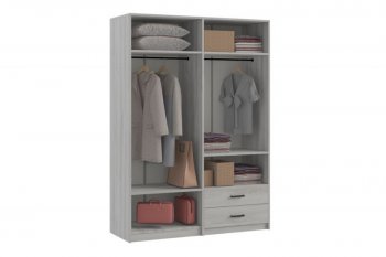 Шкаф 1500 мм  4-х ств. с зеркалом 2 ящ. SVETLANA LOFT, сосна белая (Генезис) в Верхней Пышме - verhnyaya-pyshma.mebel-e96.ru