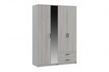 Шкаф 1500 мм  4-х ств. с зеркалом 2 ящ. SVETLANA LOFT, сосна белая (Генезис) в Верхней Пышме - verhnyaya-pyshma.mebel-e96.ru