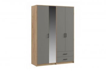 Шкаф 1500 мм  4-х ств. с зеркалом 2 ящ. SVETLANA LOFT, Дуб золотой/Серый (Генезис) в Верхней Пышме - verhnyaya-pyshma.mebel-e96.ru