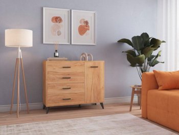 Комод-Тумба (1дв,4ящ) SVETLANA LOFT, дуб золотой (Генезис) в Верхней Пышме - verhnyaya-pyshma.mebel-e96.ru