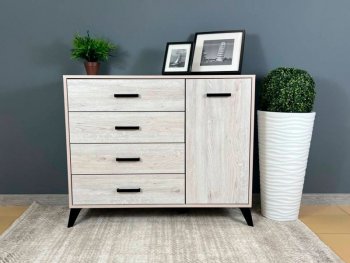 Комод-Тумба (1дв,4ящ) SVETLANA LOFT, сосна белая (Генезис) в Верхней Пышме - verhnyaya-pyshma.mebel-e96.ru