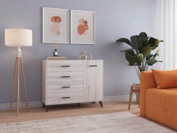 Комод-Тумба (1дв,4ящ) SVETLANA LOFT, сосна белая (Генезис) в Верхней Пышме - verhnyaya-pyshma.mebel-e96.ru