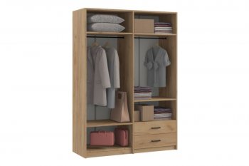 Шкаф 1500 мм  4-х ств. с зеркалом 2 ящ. SVETLANA LOFT, дуб золотой (Генезис) в Верхней Пышме - verhnyaya-pyshma.mebel-e96.ru