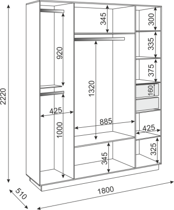 Шкаф распашной Тиффани М21 1800 мм (Риннер) в Верхней Пышме - verhnyaya-pyshma.mebel-e96.ru