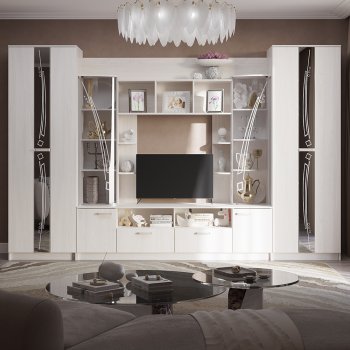 Стенка Венеция ясень белый (БТС) в Верхней Пышме - verhnyaya-pyshma.mebel-e96.ru