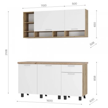 Кухонный гарнитур 1600 мм Вика (БТС) в Верхней Пышме - verhnyaya-pyshma.mebel-e96.ru