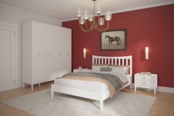 Кровать из массива Виола белый античный (БМ) в Верхней Пышме - verhnyaya-pyshma.mebel-e96.ru